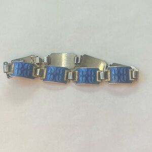 Norne Stamped 925 Sterling Silver Blue Enamel Bracelet